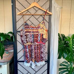 Poetry Orange Tribal Designs Romper Small